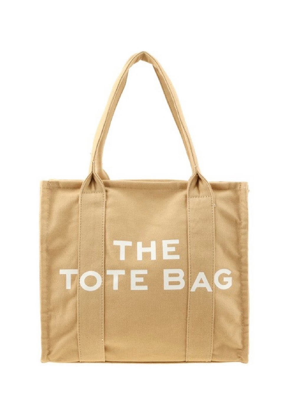Beige Canvas Tote Bag with 'THE TOTE BAG' Print